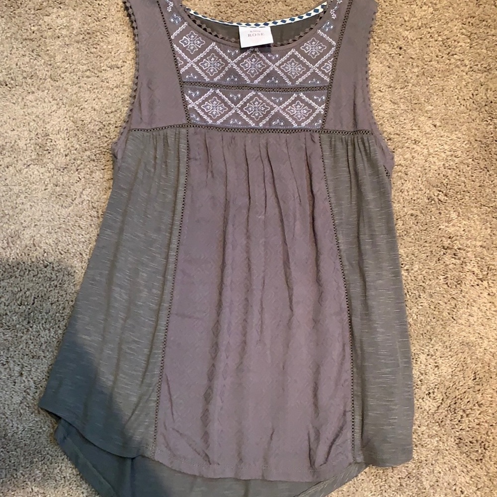 Target brand olive green tank with print at top